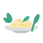 Plate of food with herbs and steam
