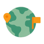 Illustrated globe with markers