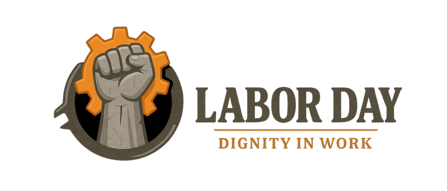 Raised stone hand gripping upward inside gear β symbol of work and resilience