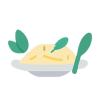 Plate of food with herbs and steam