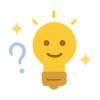 Lightbulb with sparkles and question mark