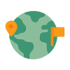Global Variations Icon Illustrated globe with markers