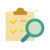 Respectful Tips Icon Checklist clipboard with magnifier