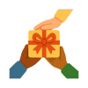 Traditions & Customs Icon β 365 Holidays Three diverse hands holding a wrapped gift box symbolizing shared traditions and customs